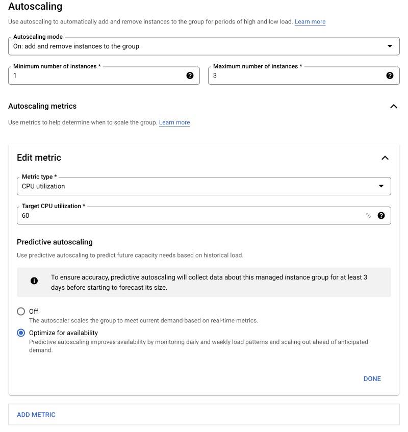 setup instance group